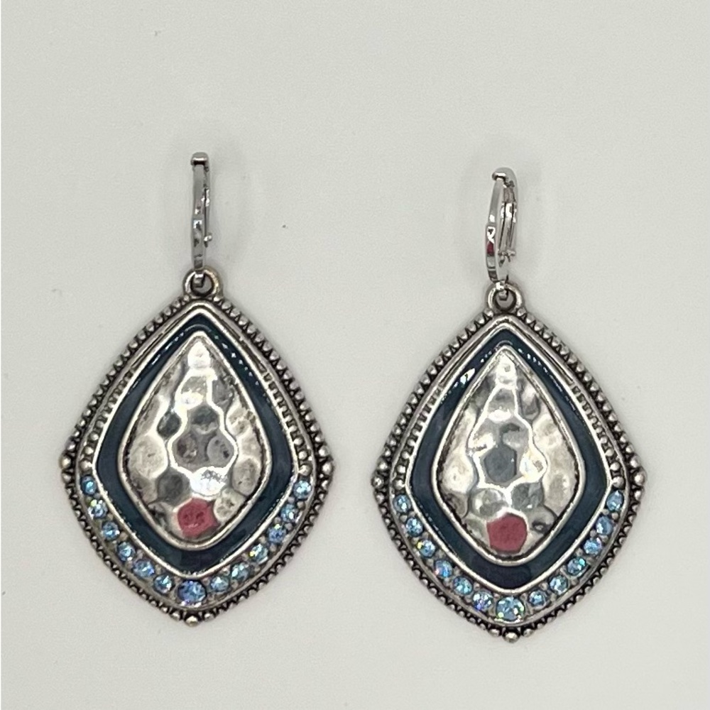 Premier Designs Silver and Blue Teardrop Earrings